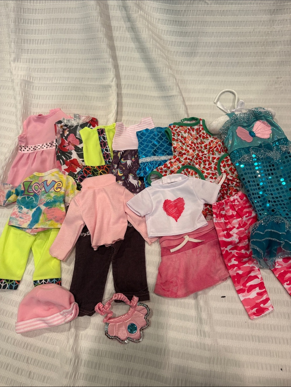Assorted 16 inch Doll Clothing Set - Pink, Turquoise, Neon Yellow